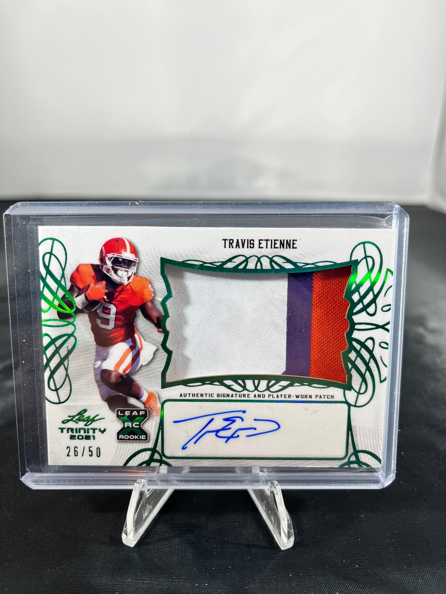 Travis Etienne - 2021 Leaf Trinity NCAA Football - Rookie Jumbo Patch Autograph /50 - #PA-TE1
