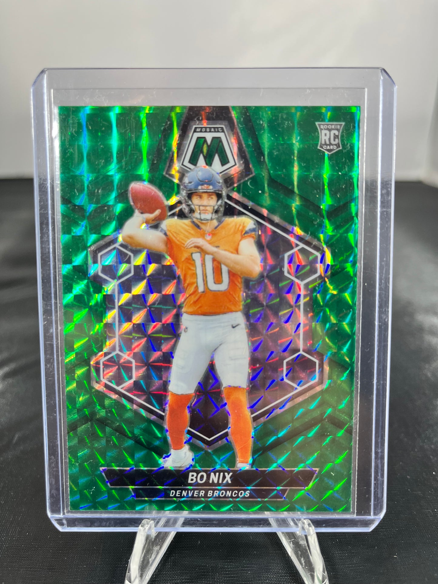 Bo Nix - 2024 Mosaic NFL - Rookie Green Refractor - #312