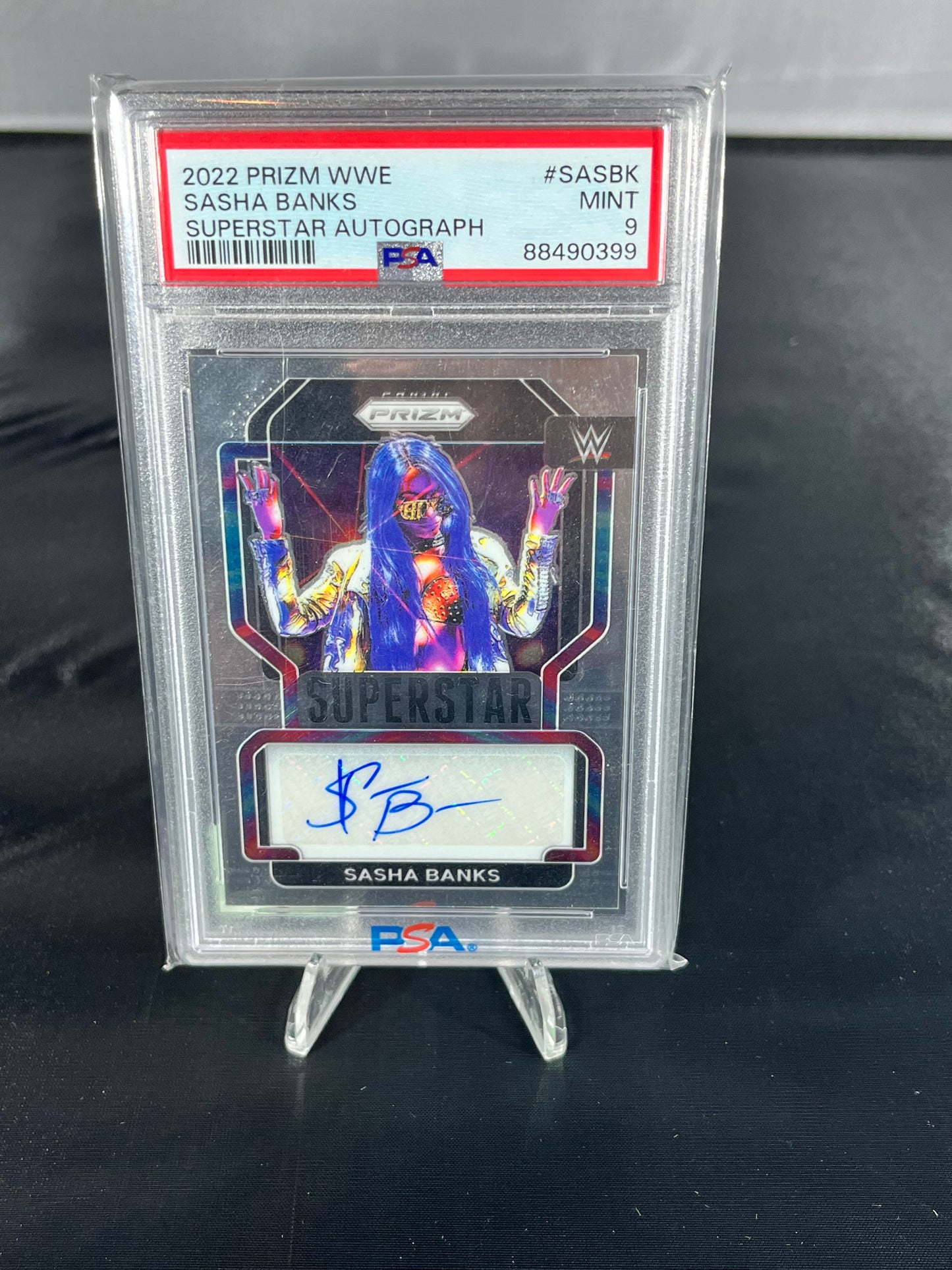 Sasha Banks - 2022 Prizm WWE - Superstar Autograph - #SASBK - PSA 9
