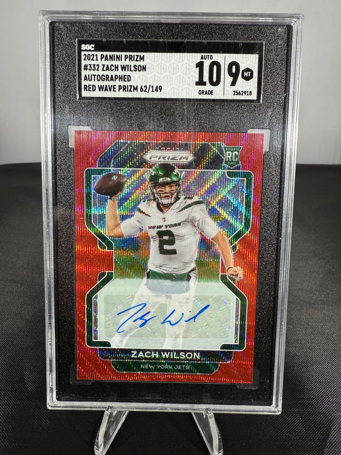 Zach Wilson - 2021 Prizm NFL - Red Wave - 62/149 - #332 - SGC 10/9