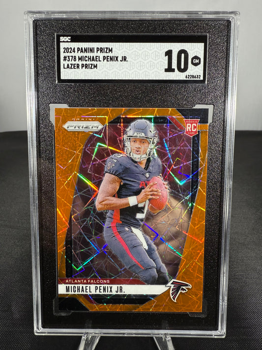 Michael Penix Jr - 2024 Prizm NFL - Orange Lazer - #378 - SGC 10