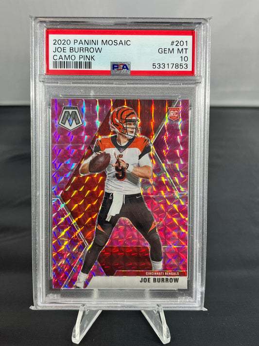 Joe Burrow - 2020 Mosaic NFL - Rookie Camo Pink - #201 - PSA 10